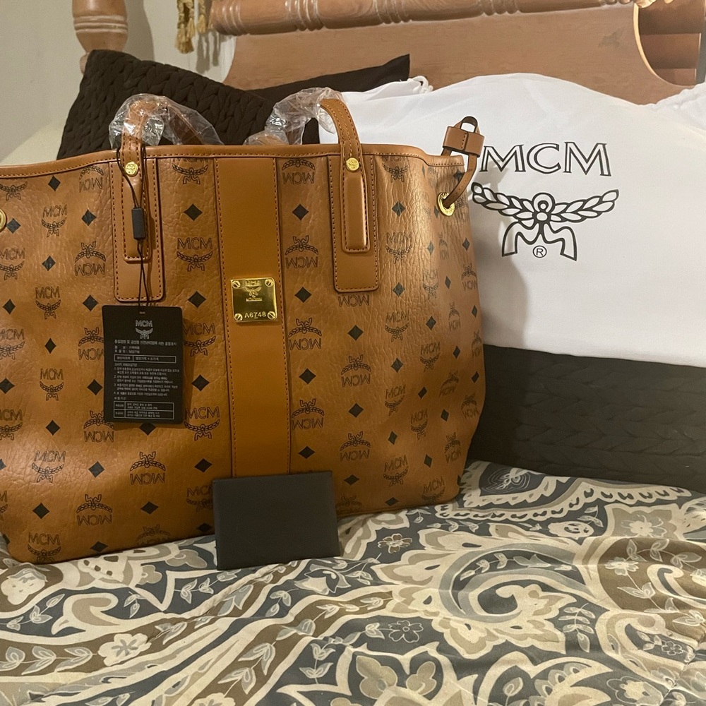 MCM Cognac Visetos Tote Bag